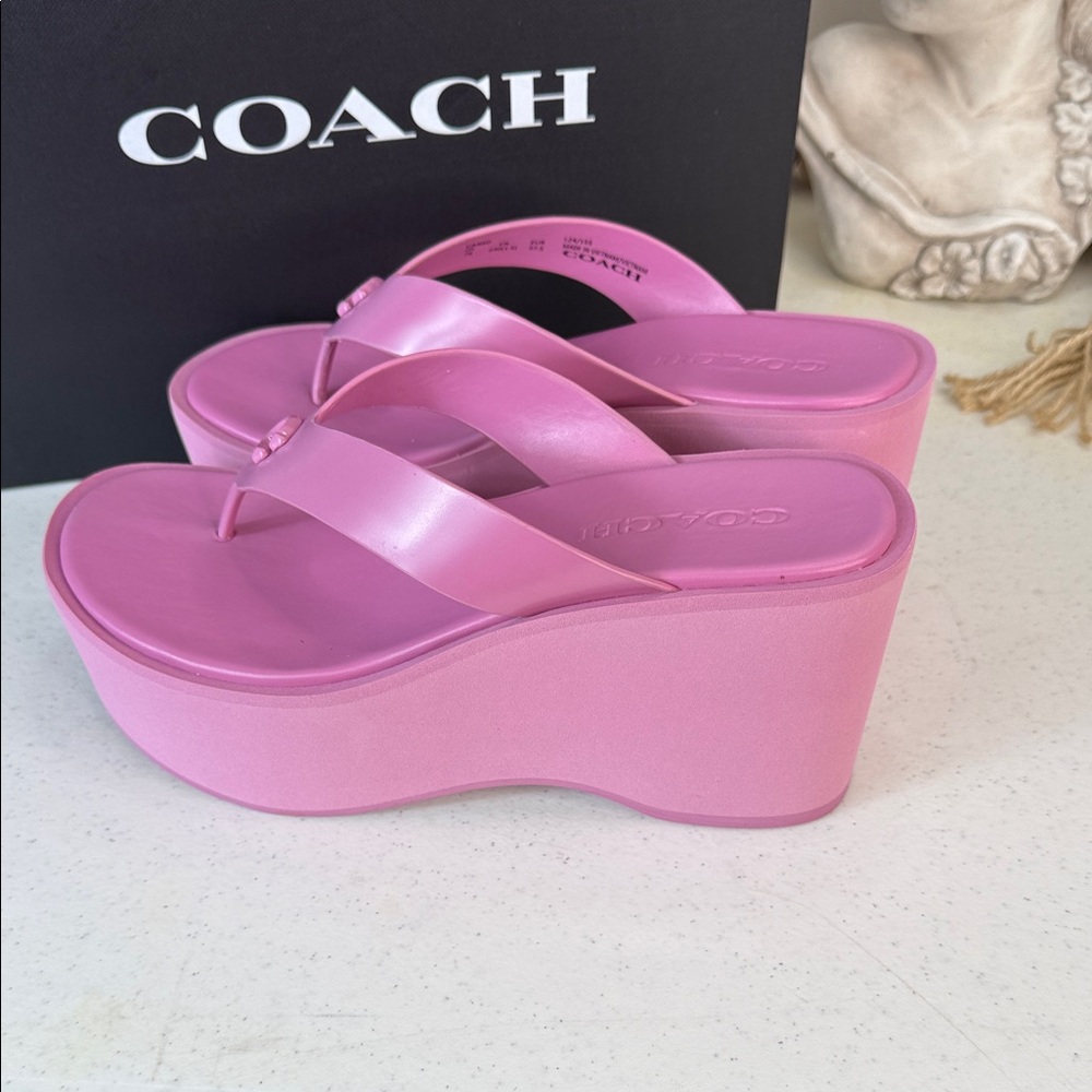 Coach Women's Sculpted C Platform Flip Flop Sandals Fuchsia Size 7 - Picture 9 of 14